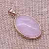 Collane con ciondolo Pietra naturale Agate Damation ovale Jaspers Quarzi rosa Pendenti per gioielli fai-da-te Creazione di orecchini Collana Formato regalo per donna