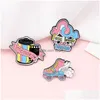 Pinos broches filmes de fita vintage broches 3pcs Conjunto de patins fumantes patins de esmalte light aloy Lucky casal Key pin camisa jewe dhqu3