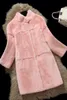 Женская зимняя куртка-стойка из искусственного меха с воротником-стойкой из цельной кожи, женская шуба из натурального меха рекса, длинная верхняя одежда с длинными рукавами и девятью точками, пальто, женская одежда 221119