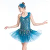 Stage Wear Ballet Dance Dress voor vrouwen pailletten tutu tupproeibare volwassen blauwe ballerina jurken kostuum JL1467