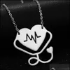 Hänge halsband mode medicinsk stetoskop halsband rostfritt stål jag älskar dig hjärtsmycken för sjuksköterska läkare gåva släpp leverans dhkdi