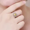 Anneaux de mariage Hainon Mode Ronde Jaune Pierre Anniversasry Pour Femmes Vintage Bijoux De Luxe Pave Cristal Bague Cadeau De Fiançailles