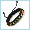 Autres bracelets Bracelet en cuir de mode réglable noir rouge jaune vert quatre couleurs corde tissée bijoux livraison directe bracelets Dhfuy