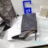 Stivali alla moda in vera pelle tacco alto sottile 10cm Scarpe da donna di design di lusso fatte a mano Stivali a punta Stivale da festa con paillettes di qualità