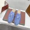 Sandálias femininas clássicas half slipper designer de luxo praia chinelos planos com padronização de tecido de couro premium grátis com caixa