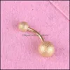 Navel Bell Button Rings Stainless Steel Dl Polish Ball Belly Ring Sier Rose Gold Allergy Navel Bell Button Rings For Women Fashion Dh02A