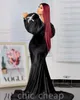 Arábico Aso Ebi Black Mermaid Prom Vestidos de renda de renda