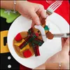 Kerstdecoraties Cartoon Kerstmis Santa Snowman Tabelgerei ER Fork Spoon Case Bags Decoraties Home Decor Geschenkdruppel Levering GA DHKNX