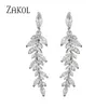 Marquesa corte racimo flor pendiente Zirconia cristal largo colgante gota pendientes brillante hoja nupcial boda joyería para mujer