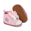 Premiers marcheurs nés bébé filles chaussures léopard/étoile nœud papillon toile Shorts infantile été automne semelle souple marcheur enfant en bas âge 0-12 M