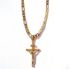 24K Solid Yellow Gold GF 6mm Italian Figaro Link Chain Necklace 24 Womens Mens Jesus Crucifix Pendant279Q6018096