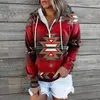 Spor Giyim Vintage Baskı kapüşonlu eşofman üstü Kadın Rahat Bahar Sonbahar Aztek Uzun Kollu Zip Kazak Hoodies