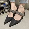 2022 Summer New Fashion Rhinestone Be Black Sandals Women High Heels Kapcieczki damskie buty Muller Buty J220716