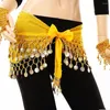 Cinturones Dama Mujer Danza del vientre Bufanda de la cadera Accesorios Falda de cinturón de 3 filas Con tono de danza del vientre dorado Monedas Cintura Cadena Abrigo Ropa para adultos