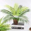 Fleurs décoratives 1 pc 9 Fourchette 50 cm En Plastique Artificielle Feuille De Palmier Plantes Vert Désert Tropical Faux Plante Jardin De Mariage Maison Jungle Party