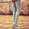 Boots 10.5CM Heels Women Shoes Dress Over Knee Winter Woman Faux Suede Leather Boot Womens Thigh High Ladies Snow Shoe 221119