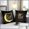 Party Decoration Party Decoration Event Leveringen Feestelijke Home Garden Golden Happy Ramadan Cushion ER Mubarak Pillowcase voor Islamic Dhanu