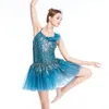 Stage Wear Ballet Dance Dress voor vrouwen pailletten tutu tupproeibare volwassen blauwe ballerina jurken kostuum JL1467