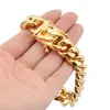 Charmarmband Enkla lyxsmycken Tungt Big Gold Plated 316L Stainls Steel Biker Miami Cuban Link Chain Armband för män