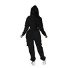 Women Two Piece Pants Irregularity Sports Sweatsuits Long Sleeve Hoodie and Sweat Pants Winter Warm Zip Up Tracksuit Set