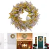 Fiori decorativi Corona artificiale Appeso a parete 18 '' Foglia di eucalipto rotonda per la porta d'ingresso Decorazione di nozze per feste di casa