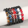 Pulsera de piedra natural con cuentas Hombres 8 mm Hilos con cuentas Cuerda elástica Encanto Ojo de tigre Curación Reiki Pulseras de yoga para mujeres Hechas a mano Je Dhgq5