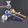 Tubos de quemador de aceite de vidrio Tubo de fumar de mano de bola de 4 pulgadas y 30 mm con embudo Llenado conveniente Tubo de vidrio de plataforma petrolera de paja Dab