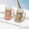 Pins Brooches Fashion Creative Beer Mug Brooches For Women Gold Plated Lapel Pins Little Girls Funny Cup Enamel Paint Badges Denim Dhzrh