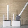 Wall Hanging TPR Toilet Brush with Holder Set Silicone Bristles for Floor Bathroom Cleaning 2110234760139