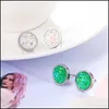Stud Best Selling Druzy Resin Stud Earrings Simple And Exquisite Stainless Steel Earring Geometric Round Mineral Face Crystal Ear Fo Dh4Ys