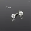 Boucles d'oreilles à tige 1 paire-3mm CZ Cartilage noir 925 argent Sterling minimaliste petits goujons quotidien Lobe oreille os bijoux d'oreille