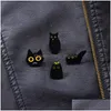 ピンブローチかわいい動物エナメルピンクリエイティブブローチ4pcs /set black cat broch for girls cartoonバッジジュエリーギフトバッグAccesso dhdz5