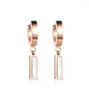 Boucles d'oreilles cerceau mode blanc noir coquille pour femmes couleur or Rose titane acier femme bijoux JE17044