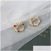 Pins Brooches Luxury Red Pink Rhinestone Brooches For Women Crystal Gold Plated Lapel Pins Round Metal Badges Denim Shirt Award Gif Dh7Vn