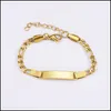 Outras pulseiras personalizam o nome do bebê gravado Baby Bracelet Stainless Aço Gold Cadeia de ouro Smooth Bangle Ajusta Id Child Saft Jóias DRO DH5IF