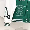 Männer Stickerei Varsity Jacke Unisex Mode Übergroße Hip Hop Baseball Jacken Leder Hülse Hi Street Lose Fit Letterman Mantel 271m