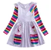 Fille s robes longues automne printemps dessin animé décontracté coton brodé s manches longues licorne 81035 221118