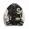 Men's Down Parkas Men Men Varsity Bomber Jacket Harajuku Korea Carta de retalhos de retalhos Hip Hop Streetwear unissex College Single Basted Baseball Casats Women 221119