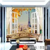 3D خلفية مخصصة PO جدارية الشرفة باريس مشهد إيفل برج الخلفية