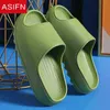 Asifn Thick Sole Home Slippers Ladies Platform Flat Shoes Antislip EVAリビングルーム屋内スライド女性スリッパ45cmヒールJ220716