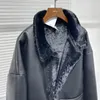 Couro de couro masculino de couro de inverno grosso de um comprimento m￩dio de colar de colarinho de couro masculino l￣ preto casaco de algod￣o quente 221119