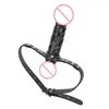 Beauty Items IKOKY Silicone Double-Ended Dildos Gag Strap On Open Mouth Dong Plug With Locking Buckles Leather Harness Bondage For Couples