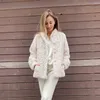 Piel de mujer Faux Sweet Pink Coat Mujeres Invierno Vintage Stand Collar Mullido Conejo Chaqueta Grueso Abrigos Cálidos Tallas grandes 3XL 221119