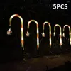 5Pcs Christmas Lights Outdoor Candy Cane Light Garden Decor Pathway Landscape Solar Xmas Lamp Decoration