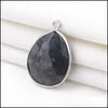 Charms Natural Black Flash Stone Charm Handmased Pendant For Necklace Charms smycken Makande Tillbehör Diy Drop Leverans Fynd Com DHCV4