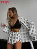 Women's Two Piece Pants TTQV Fashion Loose Print Two Piece Sets Womens Outifits Autumn White V-neck Long Sleeve Lace-up Shirts And Shorts Sets Homewear T221012