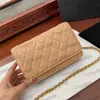 Kvinnor WOC Wallet Bags Classic Mini Flap Caviar Leather Quilted Calfskin Card Holder Gold Metal Hardware Matelasse Chain Crossbody Shoulder Handbags 19x12cm