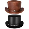 Basker Stovipe Top Hat Magician Costume Halloween Fancy Dress Pu Leather Showman