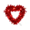 장식용 꽃 A0NA 붉은 심장 모양의 화환 인공 화환 홈 웨딩 발렌타인 데이 장식 벽 교수형 선물 그녀를위한 선물