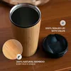 Bouteilles d'eau 450ml Bambou Tasse À Café En Acier Inoxydable Écologique Thermos Bouteille Flip Couvercle Voyage Portable Pour Cadeau De Retraite 221118